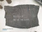 Black canvas Bordsack stencilled &lsquo;Bordsack HE 111 WN 4444&rsquo;
