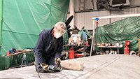 Alistair - the man behind the mask - preparing the wing for painting.