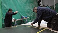 Dave and Julian, masking out the yellow walkway section on the upper wing.