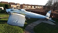 The blue underside of the fuselage now painted.