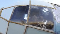 Meanwhile museum volunteer, Rick Kent, has been making progress on cleaning off three layers of paint on some of the perspex glazing to the cockpit area of the Heinkel.