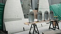 Engine cowling pods ready for painting.