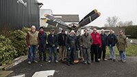 24 January, today's volunteers, with Tony from Borley Brothers and also Tony Harmsworth from Aeroplane Monthly who called in to see for himself the progress being made with the restoration of the Heinkel.
