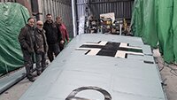 Dave, Richard, Julian and Ian inspecting the completed wing underside.