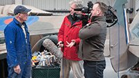 Meanwhile Robbie is interviewed by BBC TV about his panel-beating work on the wings.