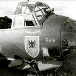 The nose of the downed Ju88 Luftwaffe bomber 'Eule'. The nose of the downed Ju88 Luftwaffe bomber 'Eule'.