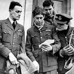 Left to Right: Reg Lovett, 'Cobber' Kain, Basil Pyne and Newell Orton. All would lose their lives flying with the RAF in 1940 and 1941. Left to Right: Reg Lovett, 'Cobber' Kain, Basil Pyne and Newell Orton. All would lose their lives flying with the RAF in 1940 and 1941.
