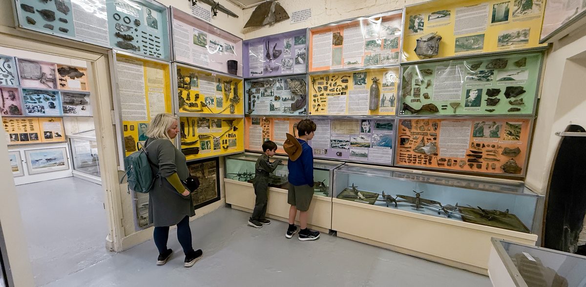 Visitors exploring the Museum's display cabinets.